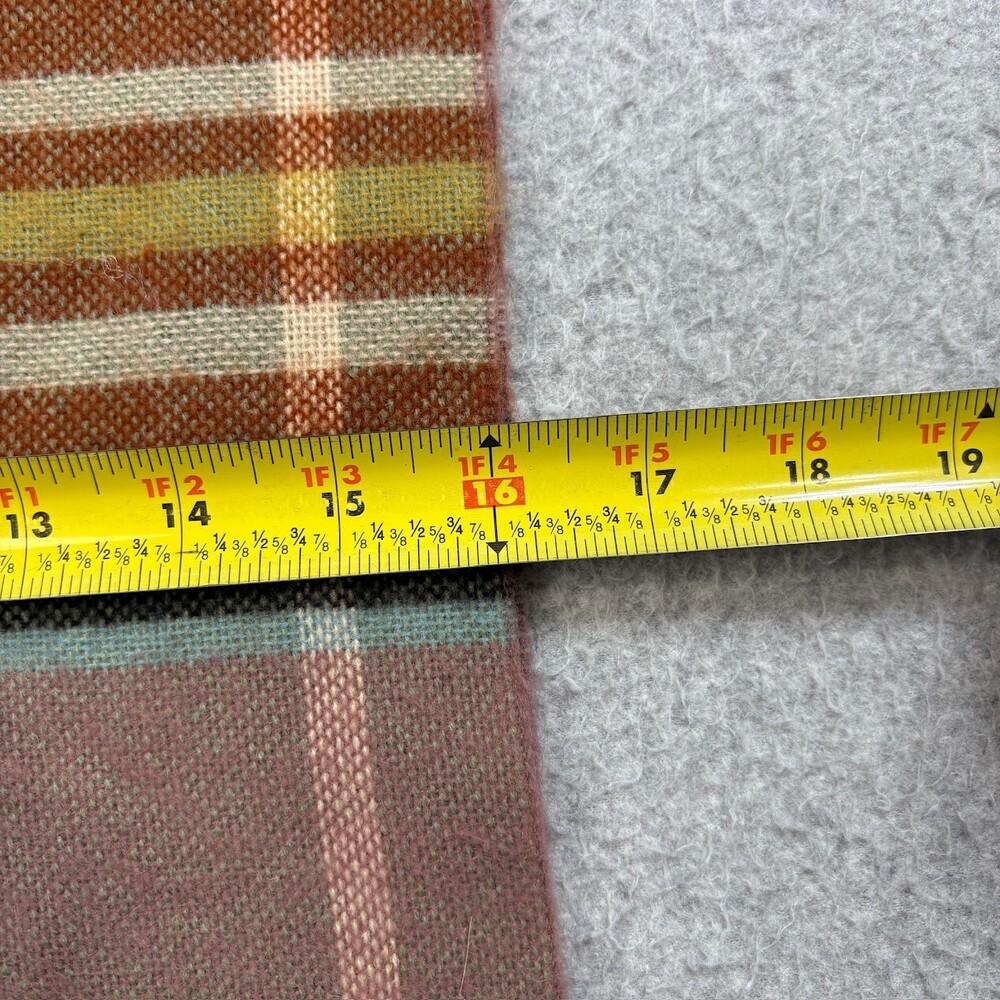 Topshop Scarf Fringe Brown Plaid Rectangle Heritage Academia Quiet Luxury Italy - Picture 4 of 6